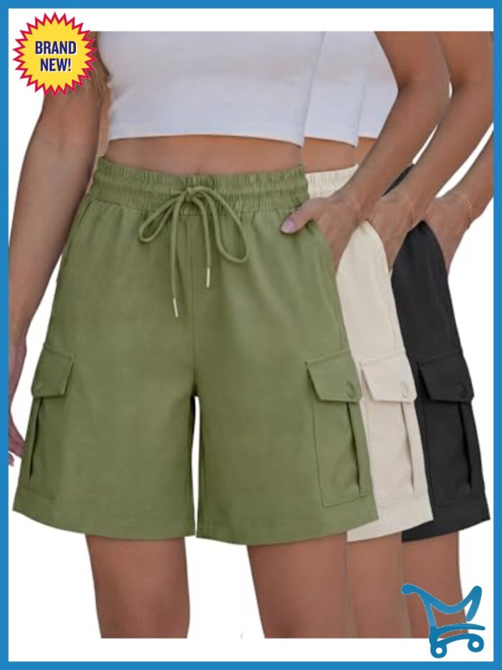 7 Inseam High Waisted Cargo Shorts 3 Pack Athletic Bermuda 4 Pockets